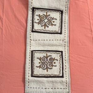 Embroidered Cream and Brown Wall Hanging